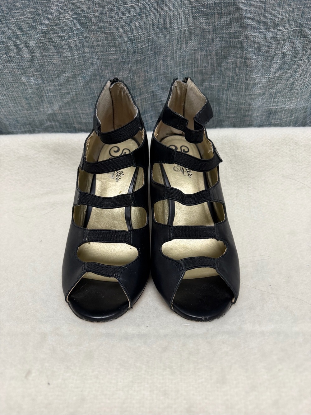 Seychelles Black Multi-Strap Peep-Toe Heels